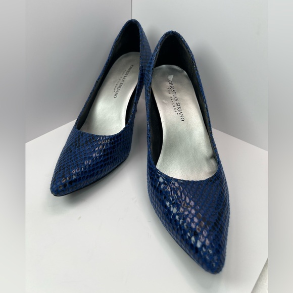 Christian Siriano Shoes - Christian Siriano blue & black snake skin heels